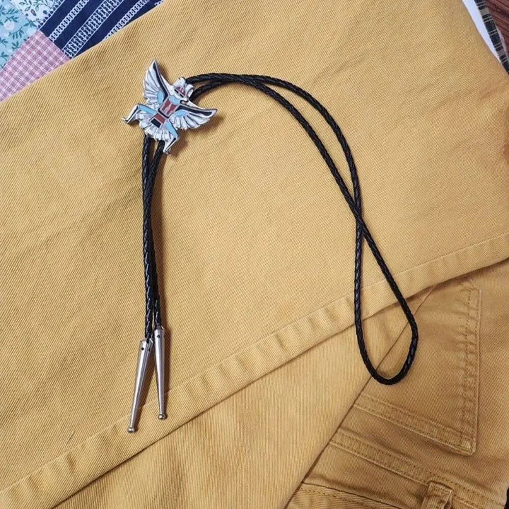 Vtg Silvertone Kachina Bolo Leather Tie